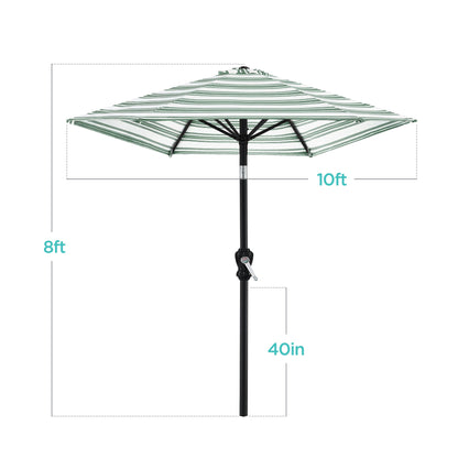 Outdoor Steel Striped Market Patio Umbrella w/ Tilt, Crank Lift - 10ft