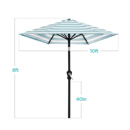 Outdoor Steel Striped Market Patio Umbrella w/ Tilt, Crank Lift - 10ft