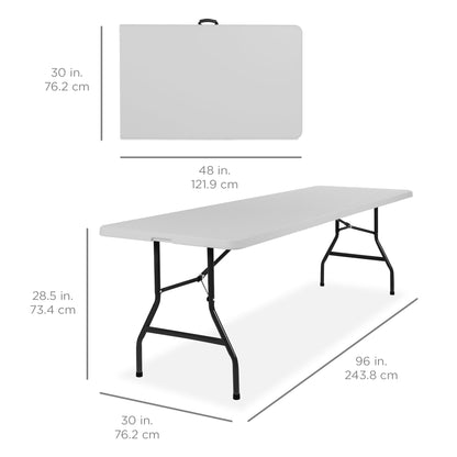 Portable Folding Plastic Dining Table w/ Handle, Lock - 8ft