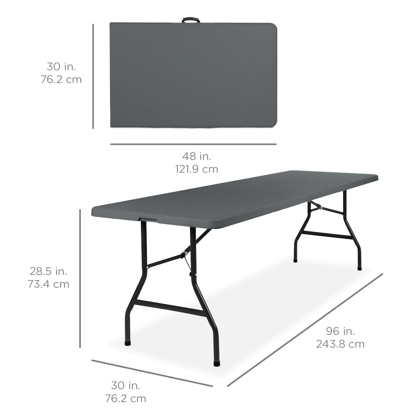 Portable Folding Plastic Dining Table w/ Handle, Lock - 8ft