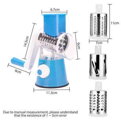 Versatile 3-in-1 Rotary Vegetable Slicer & Cheese Grater – Fast & Safe Food Prep with Free Shipping
