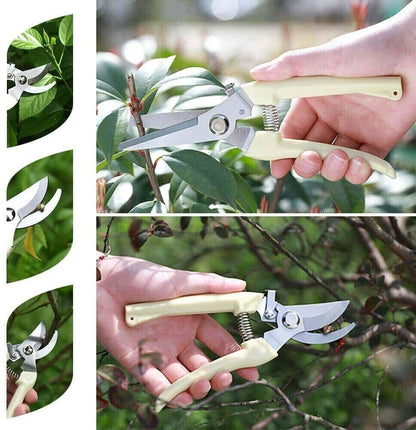 Garden Pruning Shears Set - 2 Pack Bypass & Straight Blade Scissors with Ergonomic Grip - Free Shipping