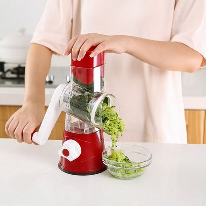 Versatile 3-in-1 Rotary Vegetable Slicer & Cheese Grater – Fast & Safe Food Prep with Free Shipping