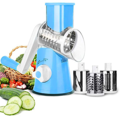 Versatile 3-in-1 Rotary Vegetable Slicer & Cheese Grater – Fast & Safe Food Prep with Free Shipping