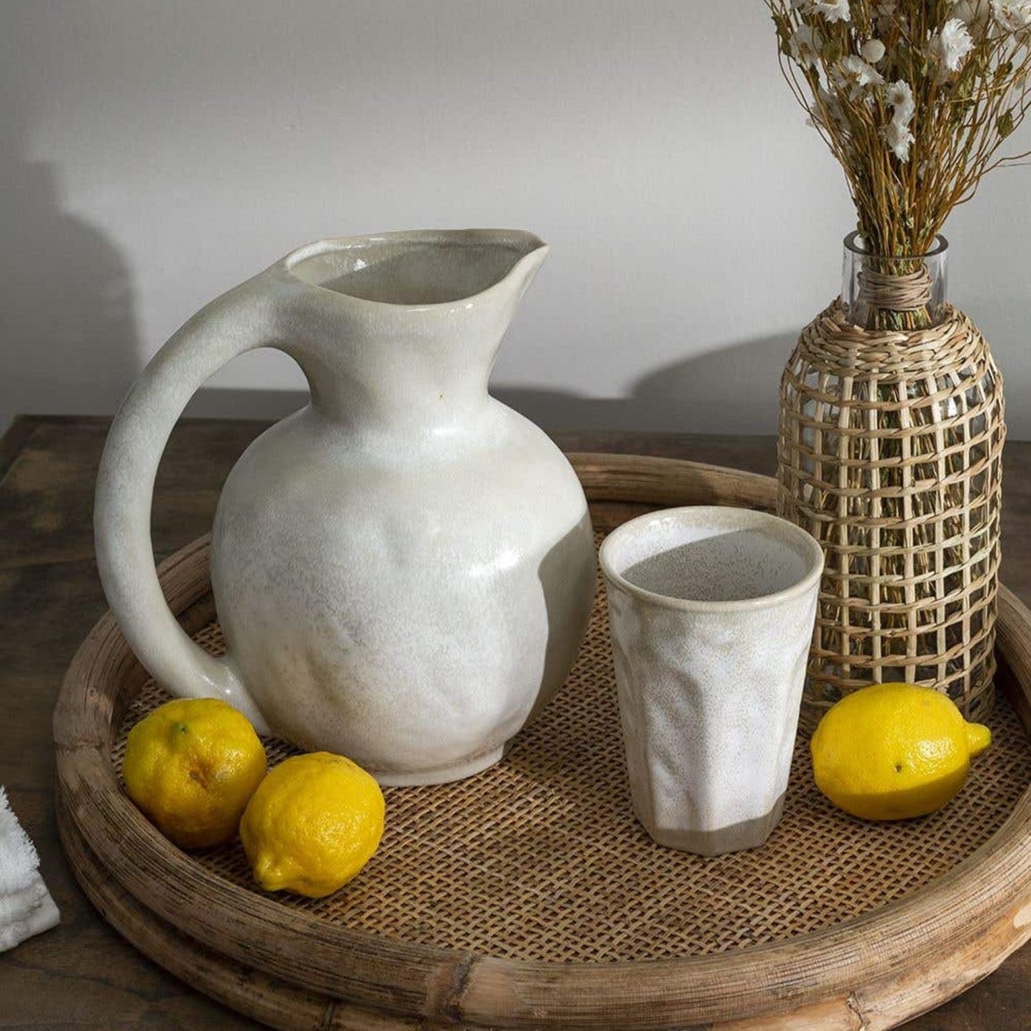 Bow Handle Ceramic Pitcher