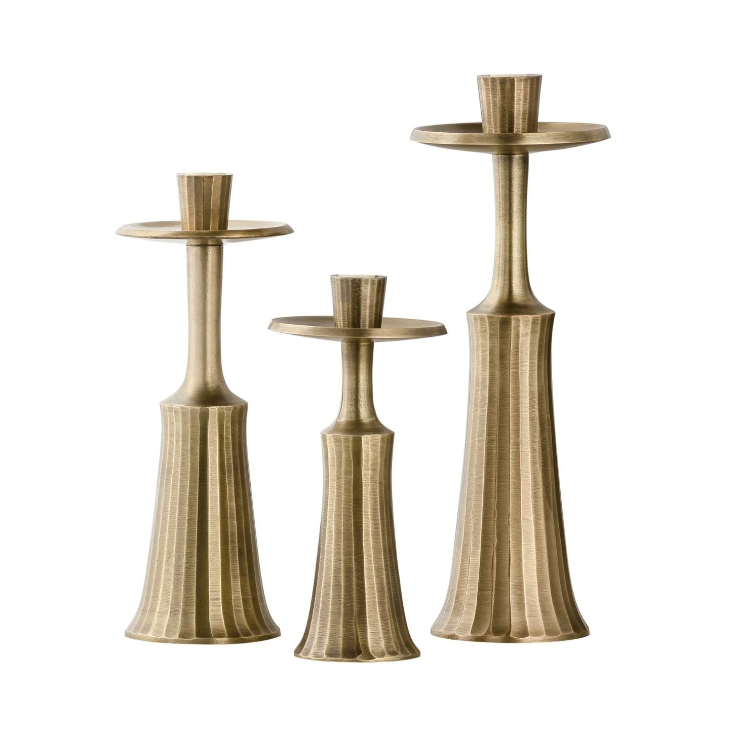 Ridged Taper Candle Holder - Brass