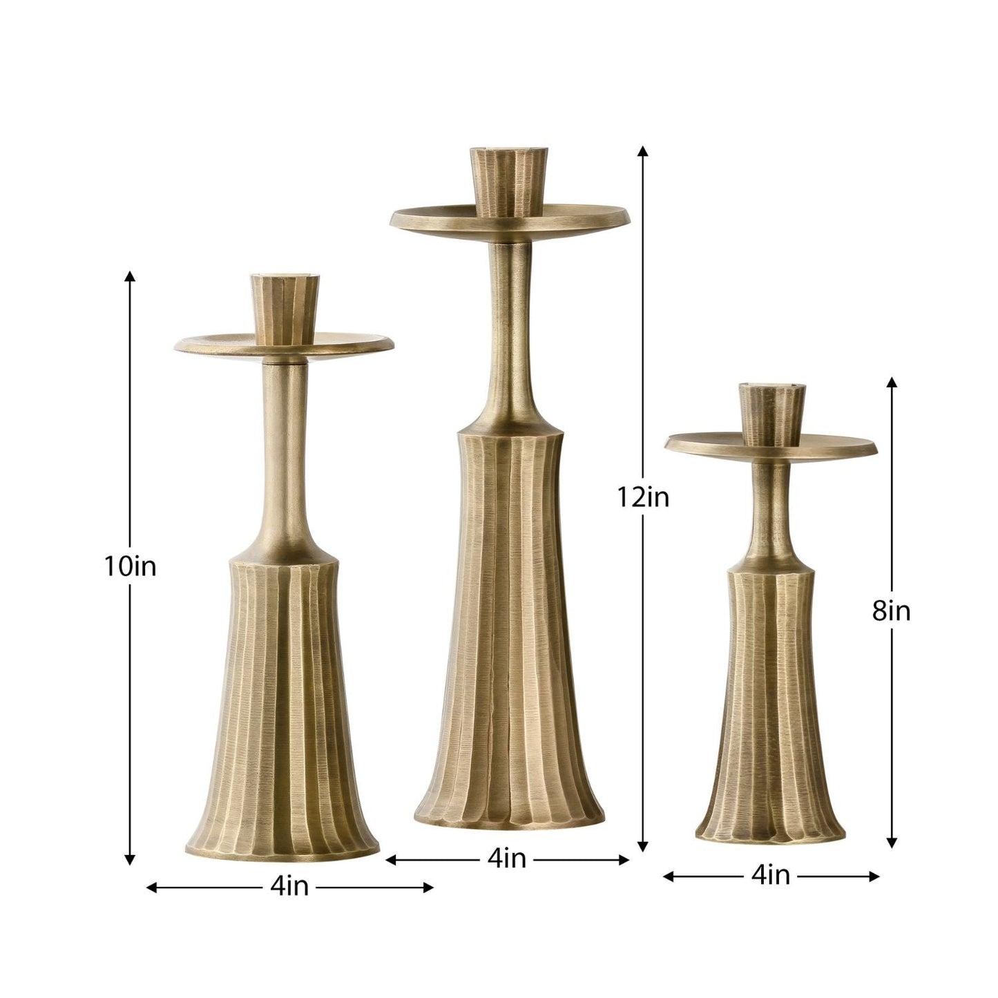 Ridged Taper Candle Holder - Brass