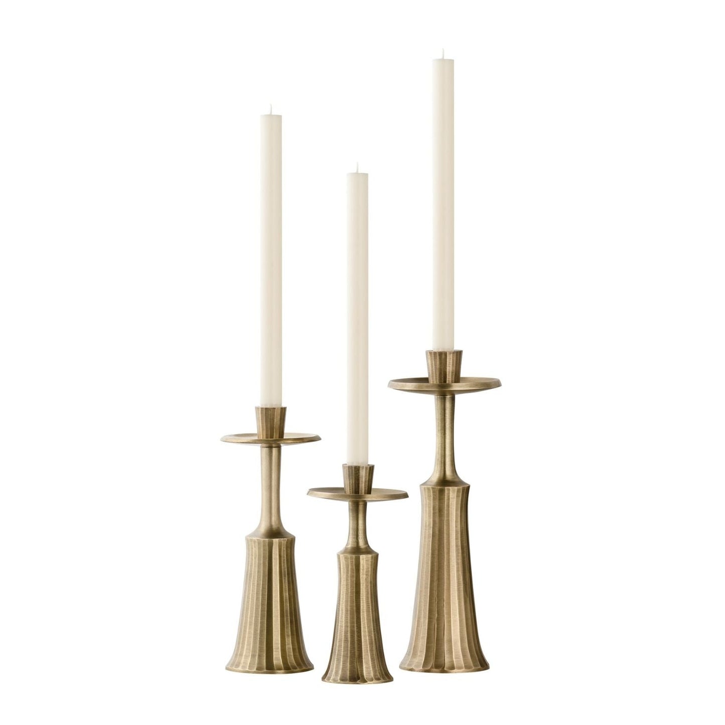 Ridged Taper Candle Holder - Brass