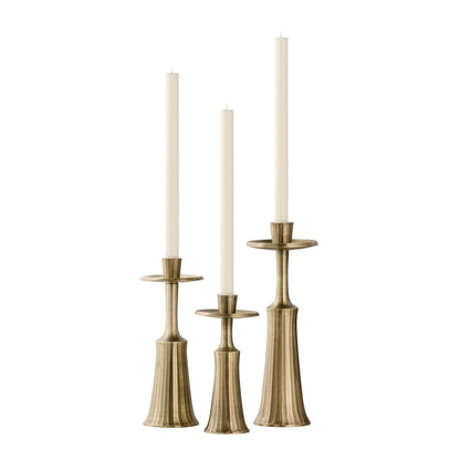 Ridged Taper Candle Holder - Brass