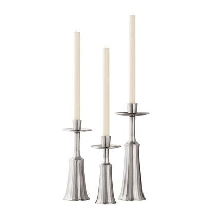 Ridged Taper Candle Holder - Pewter