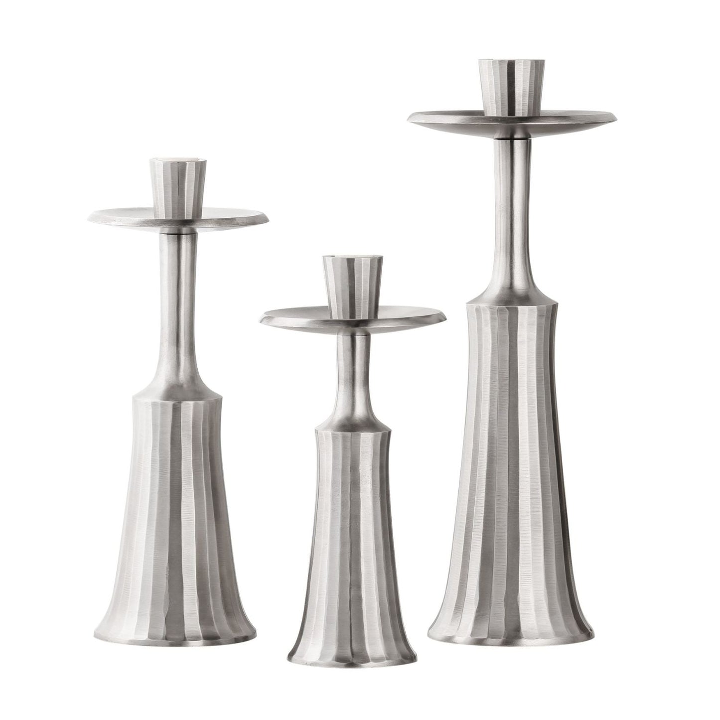 Ridged Taper Candle Holder - Pewter