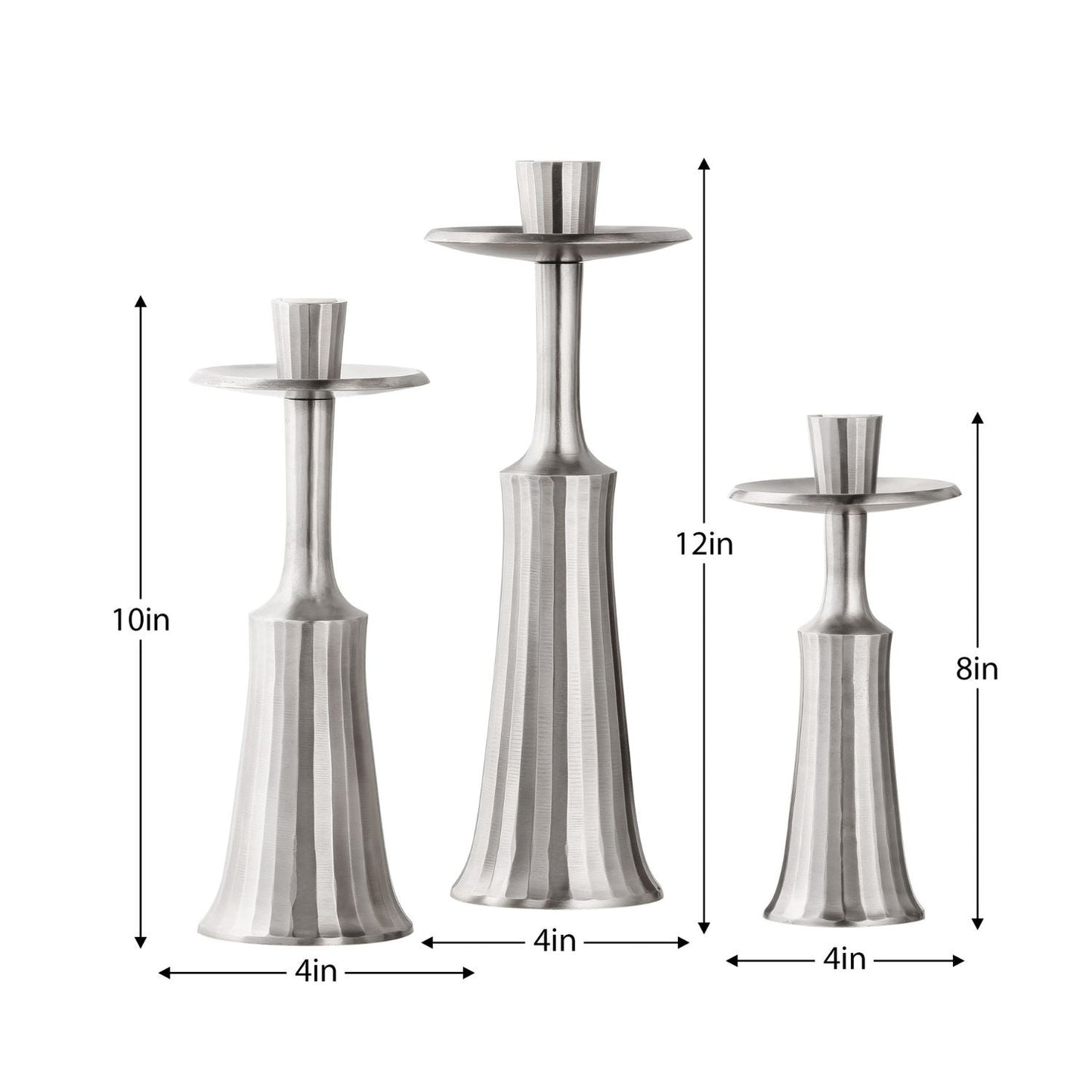 Ridged Taper Candle Holder - Pewter