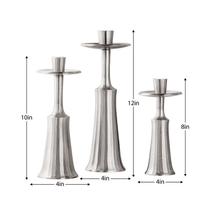 Ridged Taper Candle Holder - Pewter